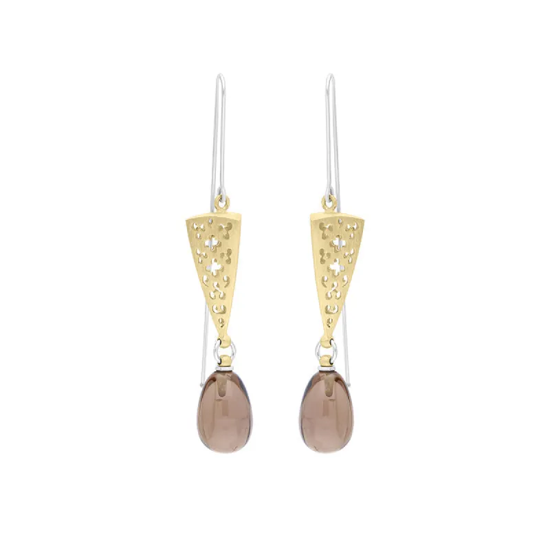 Sterling Silver Gold Plated Smokey Quartz Drop Earrings D sold by C.W. Sellors