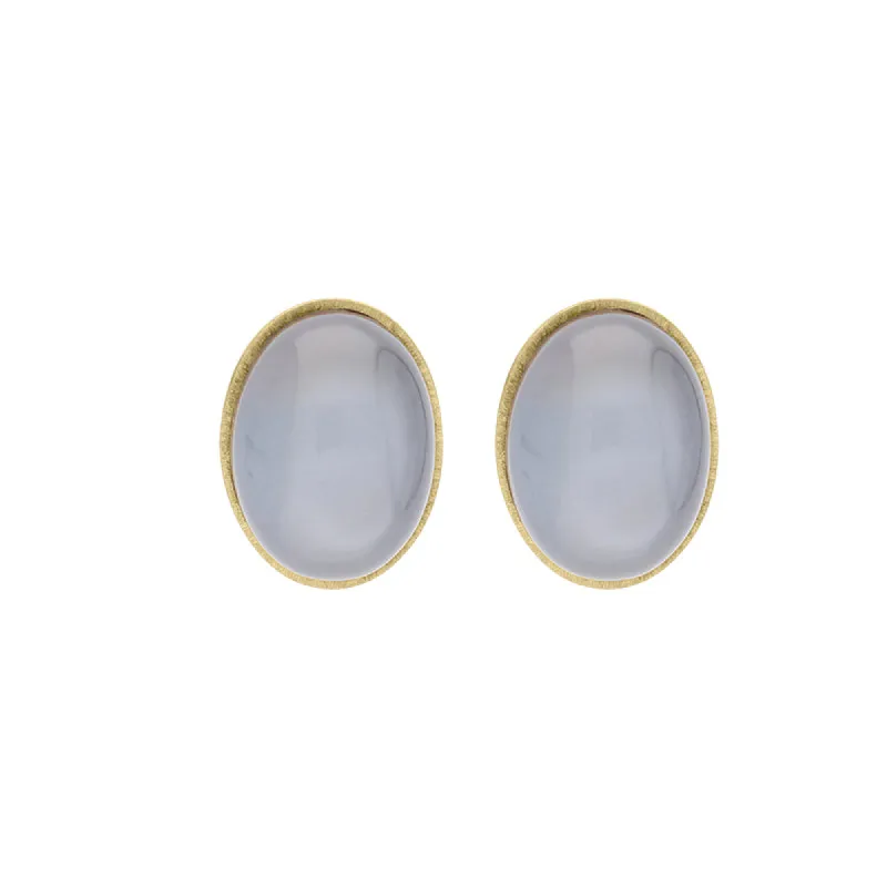 Sterling Silver Gold Plated Moonstone Oval Stud Earrings D sold by C.W. Sellors