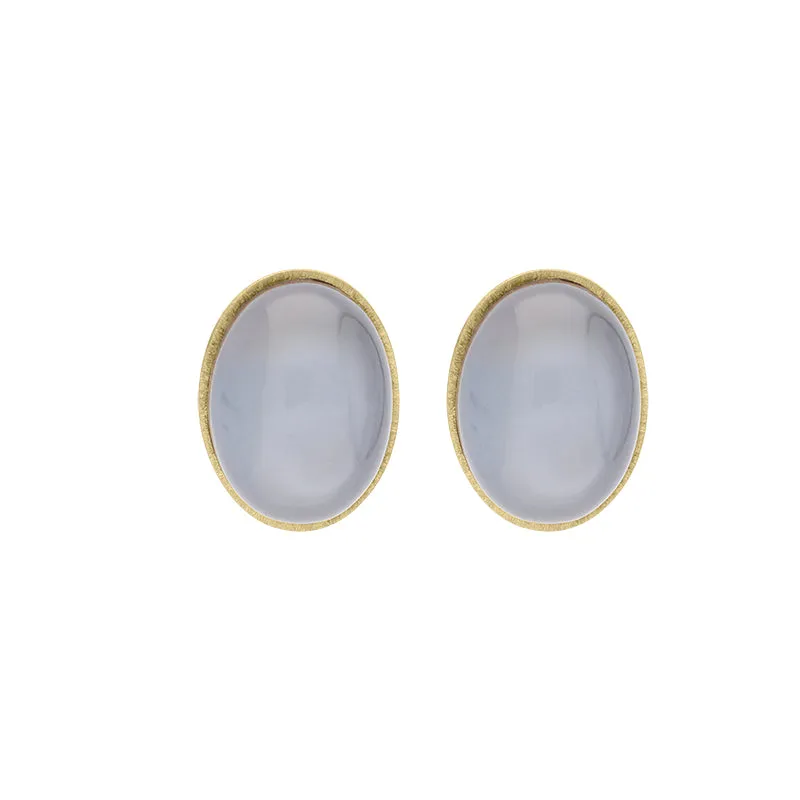 Sterling Silver Gold Plated Moonstone Oval Stud Earrings D sold by C.W. Sellors