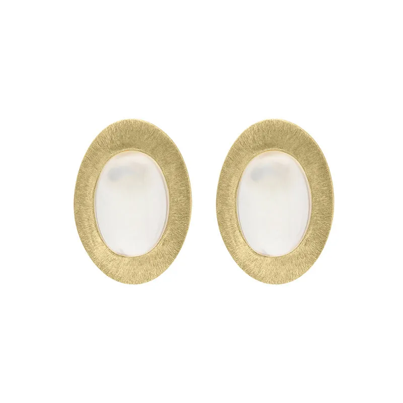 Sterling Silver Gold Plated Moonstone Oval Stud Earrings D sold by C.W. Sellors