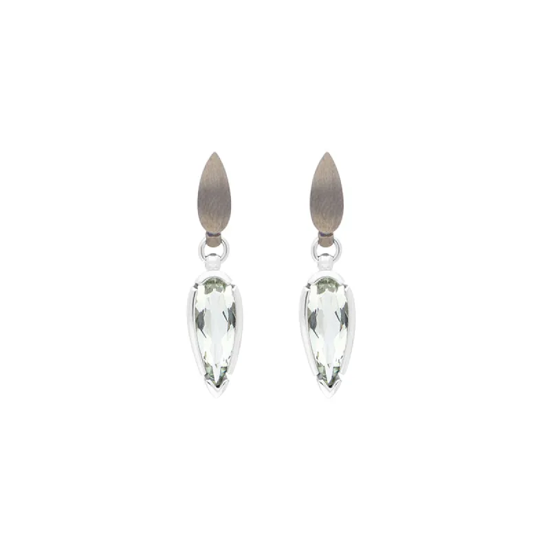 Sterling Silver Black Rhodium Mint Quartz Drop Earrings D sold by C.W. Sellors
