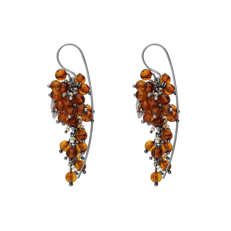 Sterling Silver Gold Plated Amber Pearl Bead Drop Earrings D sold by C.W. Sellors product image thumbnail 2