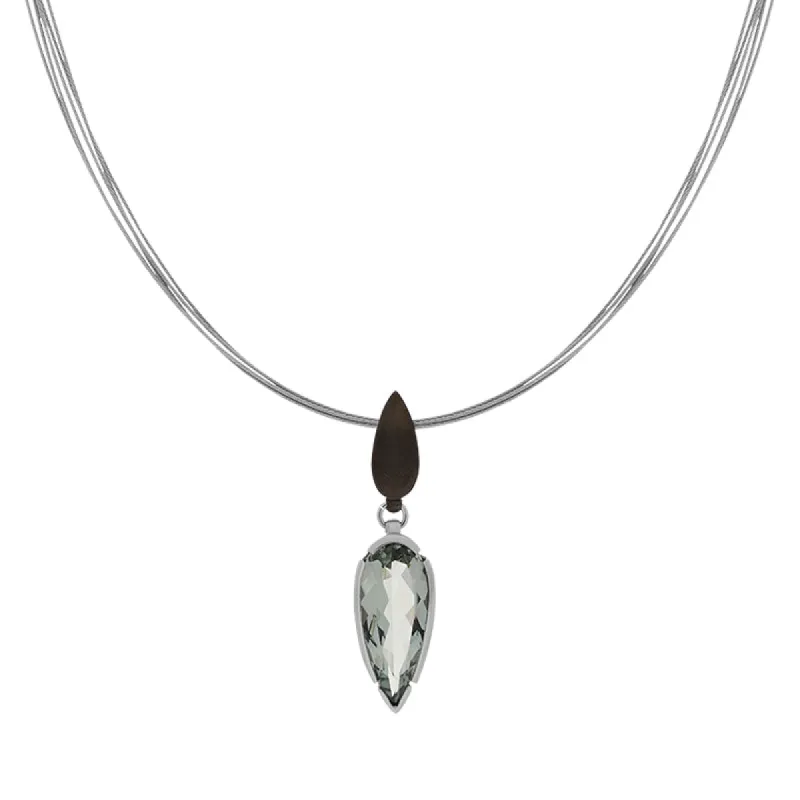 Sterling Silver Black Rhodium Mint Quartz Dropper Necklace D sold by C.W. Sellors