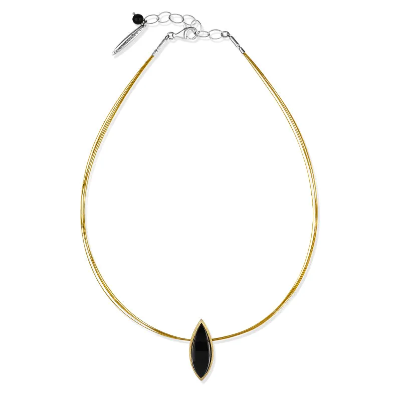 Sterling Silver Gold Plated Whitby Jet Marquise Necklace D sold by C.W. Sellors product image thumbnail 2