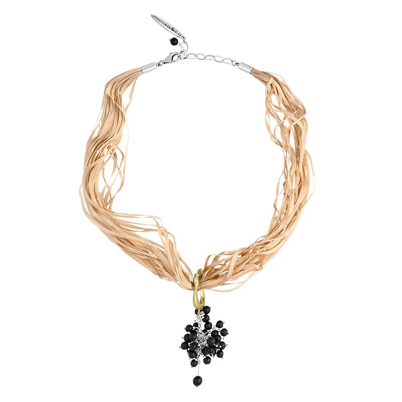 Sterling Silver Gold Plated Whitby Jet Bead Multi-Silk Cord Necklace D sold by C.W. Sellors product image thumbnail 2