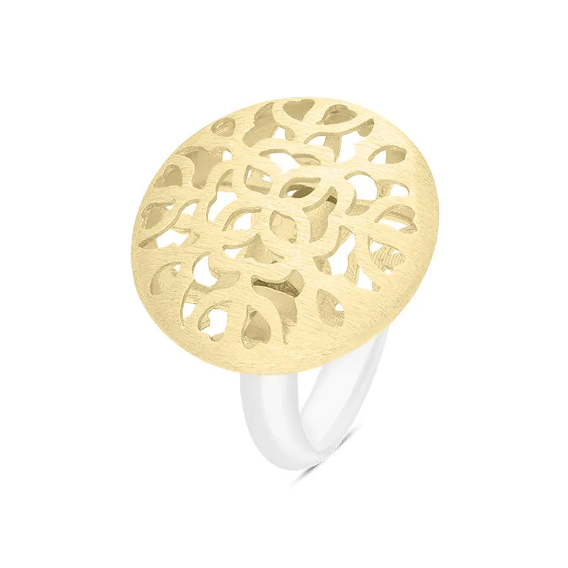 Sterling Silver Gold Plated Floral Cut Out Ring D sold by C.W. Sellors