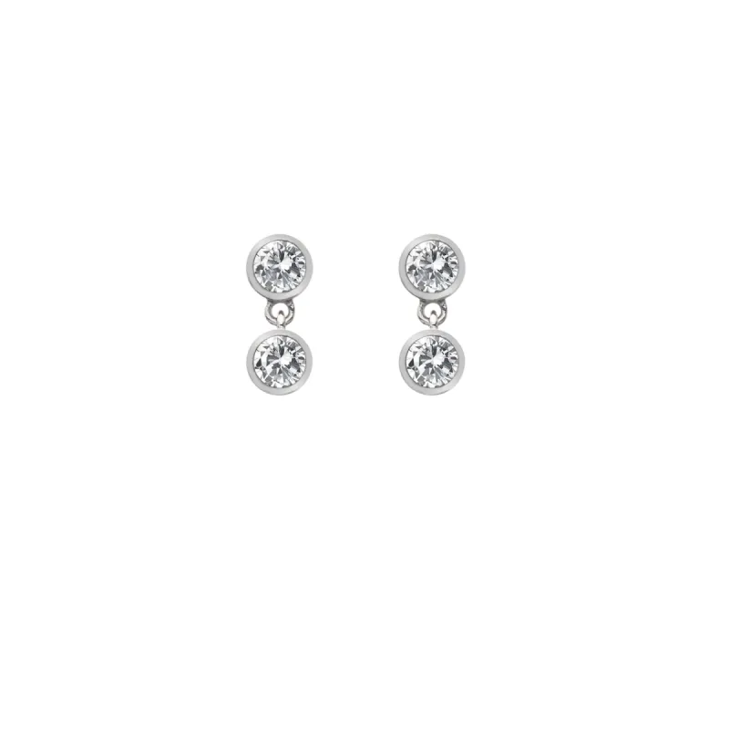 Hot Diamonds Tender Sterling Silver Double Drop White Topaz Stud Earrings sold by C.W. Sellors