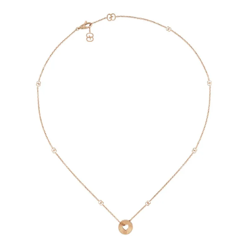 Gucci Icon 18ct Rose Gold Open Heart Chain Necklace D sold by C.W. Sellors
