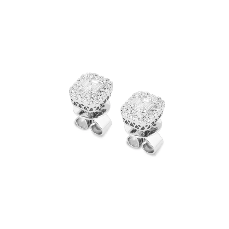 Ponte Vecchio Benvenuto 18ct White Gold 0.50ct Diamond Cushion Cut Stud Earrings sold by C.W. Sellors