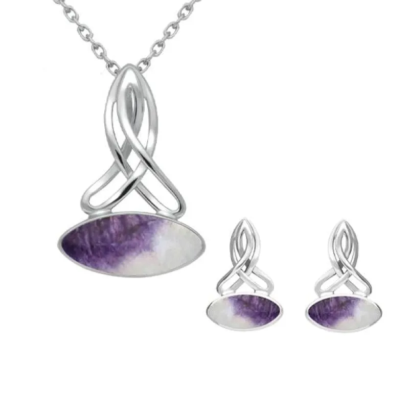 Sterling Silver Blue John Wide Marquise Celtic Two Piece Set sold by C.W. Sellors