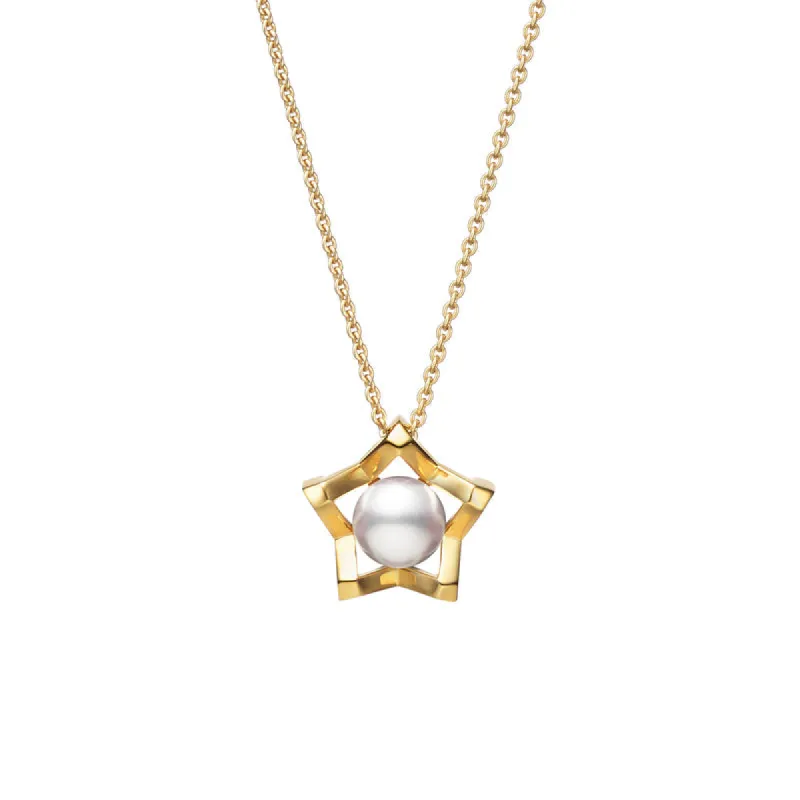 Mikimoto M Collection 18ct Yellow Gold White Akoya Pearl Star Pendant sold by C.W. Sellors