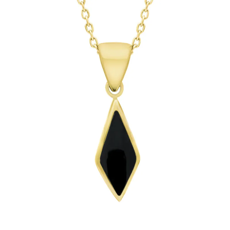 9ct Yellow Gold Whitby Jet Dinky Diamond Necklace sold by C.W. Sellors