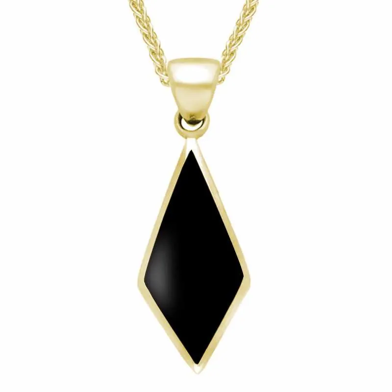 9ct Yellow Gold Whitby Jet Diamond Shaped Necklace sold by C.W. Sellors