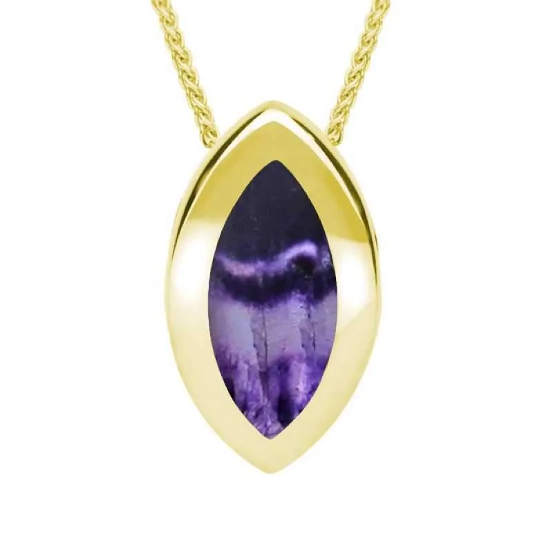 9ct Yellow Gold Blue John Framed Marquise Necklace sold by C.W. Sellors