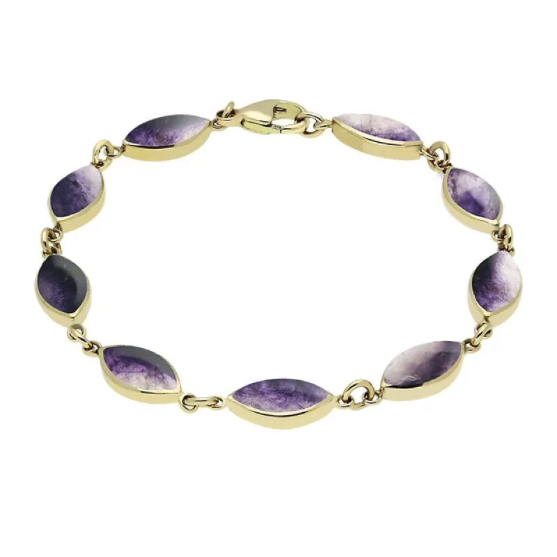 9ct Yellow Gold Blue John Marquise Bracelet sold by C.W. Sellors