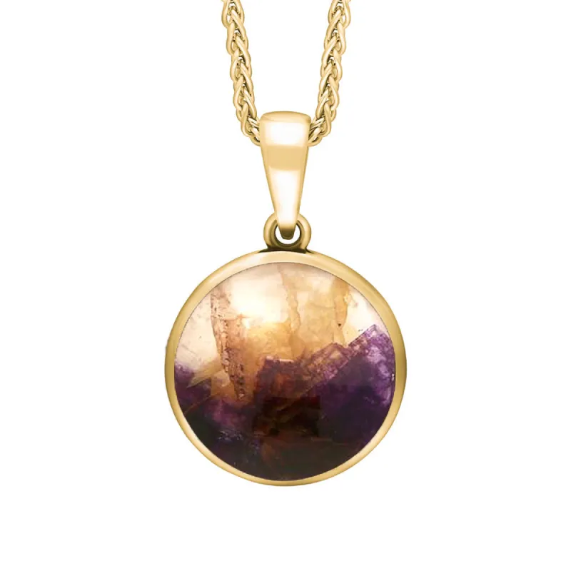 9ct Yellow Gold Blue John Tudor Rose Reversible Necklace sold by C.W. Sellors