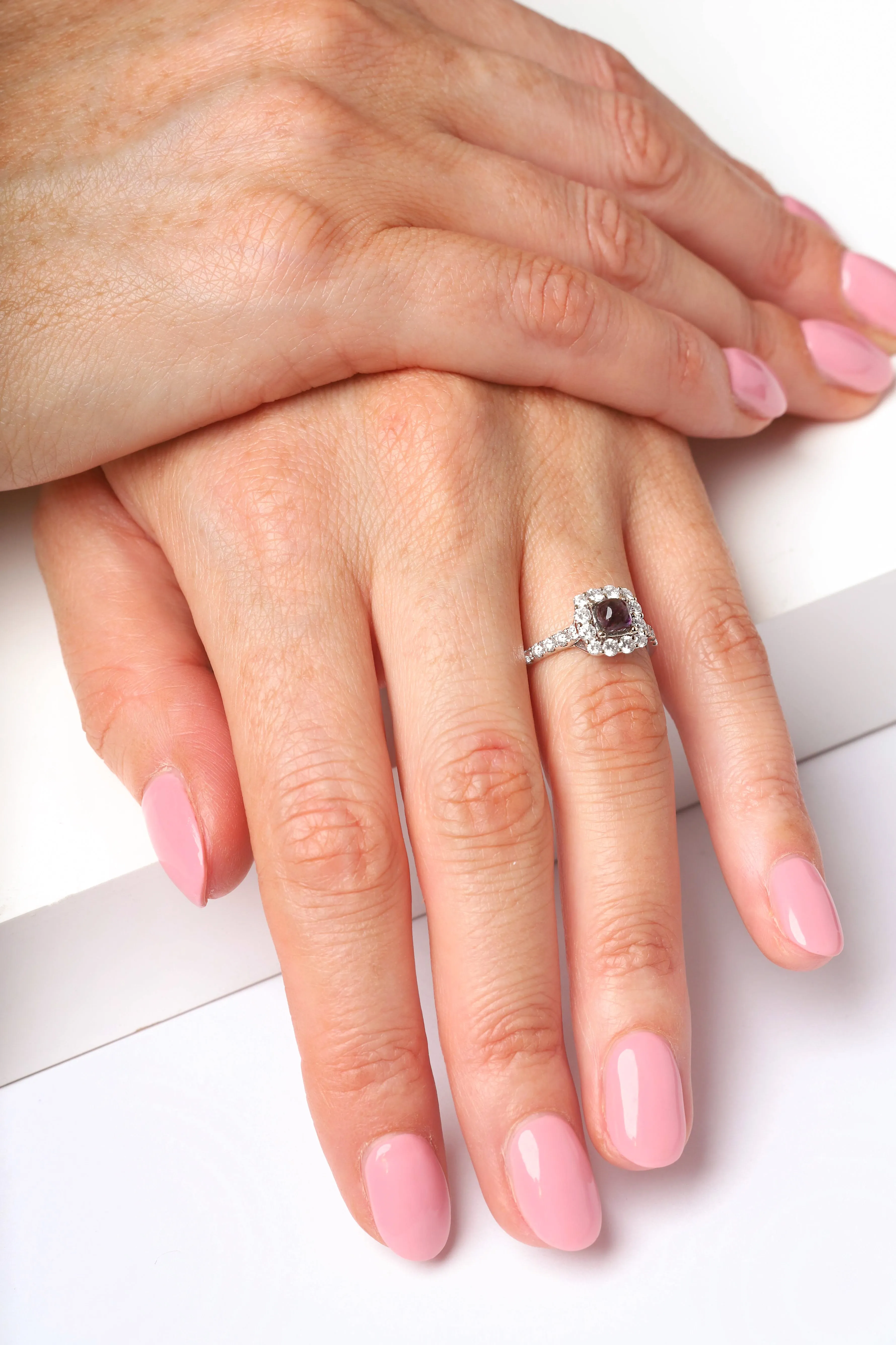 18ct White Gold Blue John Diamond Cushion Shaped Ring sold by C.W. Sellors product image thumbnail 3