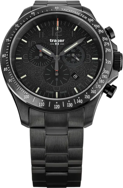 Traser H3 P67 Officer Pro Chrono Black PVD Bracelet made by C.W. Sellors