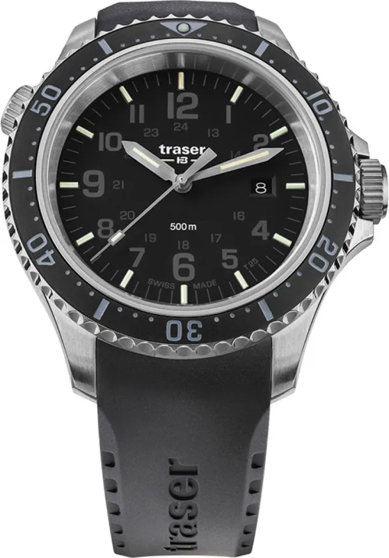 Traser H3 P67 Diver Black Rubber sold by C.W. Sellors
