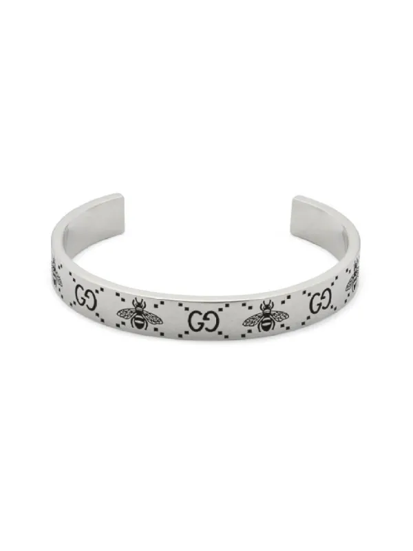 Gucci GG Sterling Silver Engraved Bee Cuff Bracelet D sold by C.W. Sellors