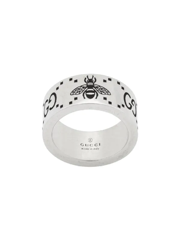 Gucci GG Sterling Silver Engraved Bee 9mm Ring D sold by C.W. Sellors