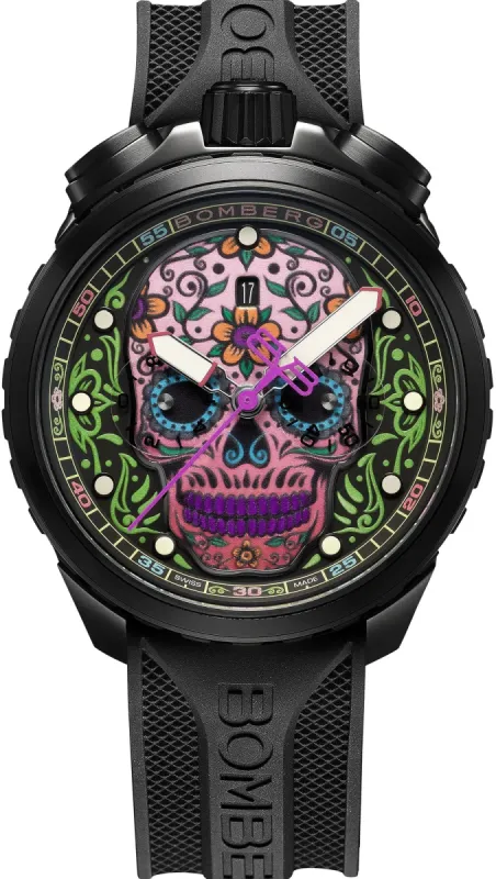 Bomberg Bolt-68 Heritage Sugar Skull Purple Limited Edition sold by C.W. Sellors