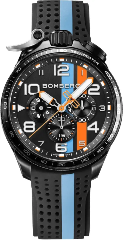 Bomberg Bolt-68 Racing Light Blue Stripe sold by C.W. Sellors