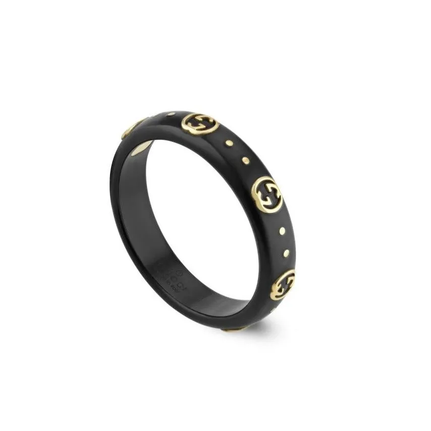 Gucci Icon 18ct Yellow Gold Interlocking G Band Ring D sold by C.W. Sellors