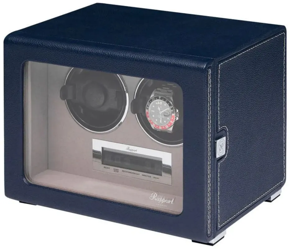 Rapport Watch Winder Quantum Quad Two Leather Blue made by C.W. Sellors