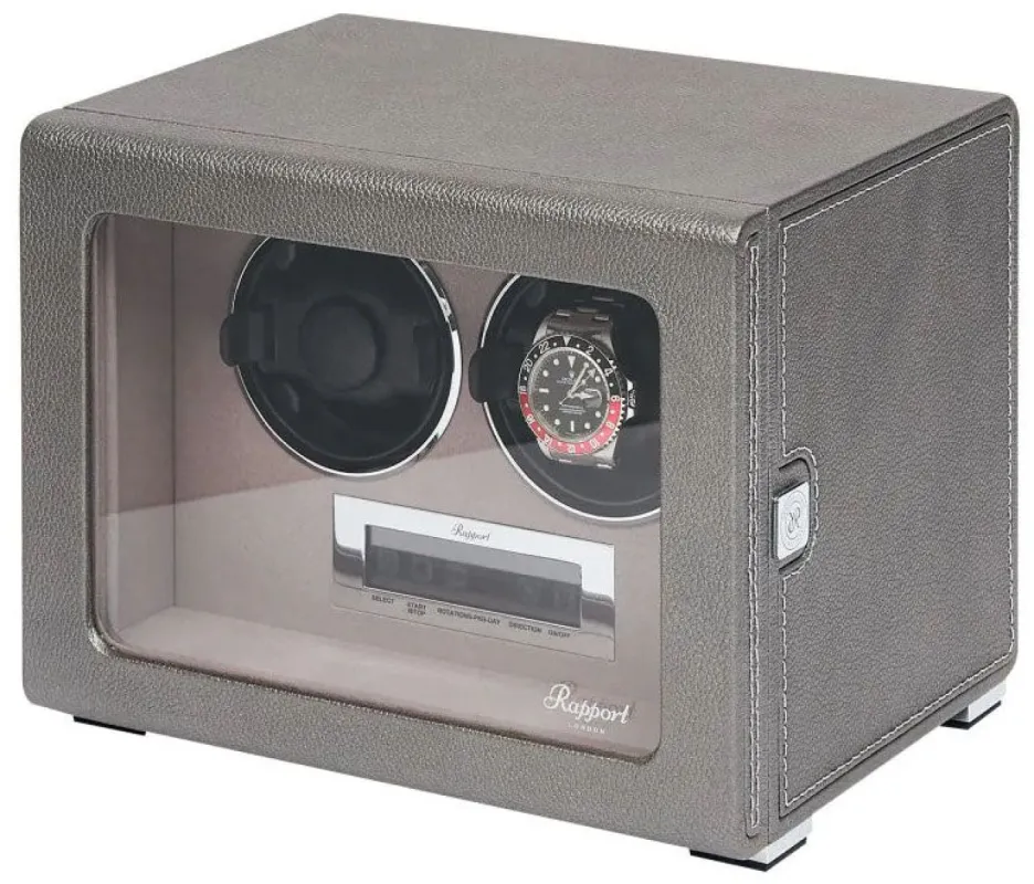 Rapport Watch Winder Quantum Quad Two Leather Grey made by C.W. Sellors