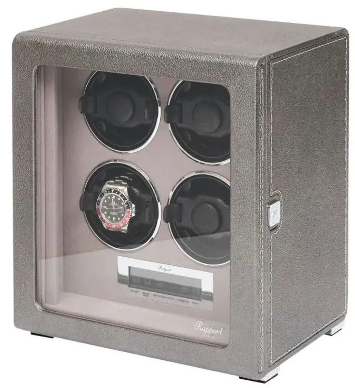 Rapport Watch Winder Quantum Quad Four Leather Grey made by C.W. Sellors