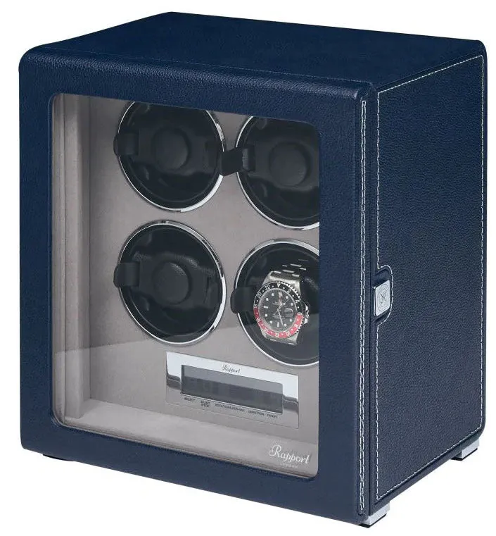 Rapport Watch Winder Quantum Quad Four Leather Blue sold by C.W. Sellors