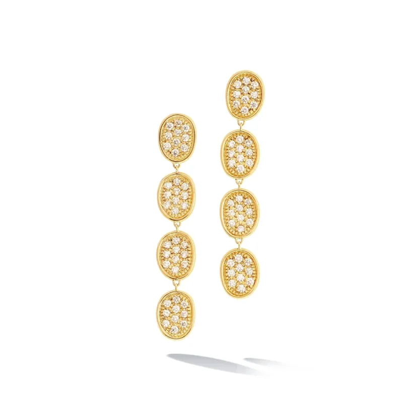 Marco Bicego Lunaria Alta 18ct Yellow Gold 1.06ct Diamond Drop Earrings sold by C.W. Sellors