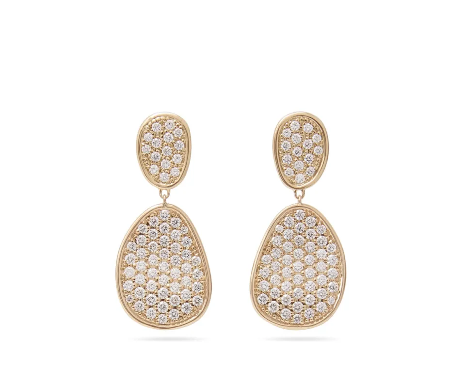 Marco Bicego Lunaria Alta 18ct Yellow Gold 2.41ct Diamond Drop Earrings sold by C.W. Sellors