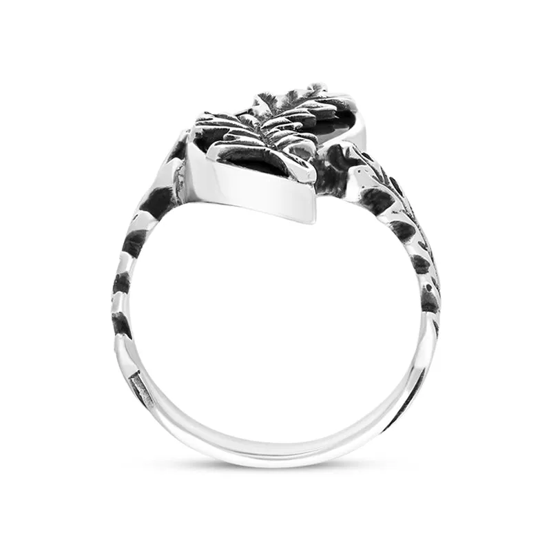 Sterling Silver Whitby Jet Acanthus Leaf Ring sold by C.W. Sellors product image thumbnail 3
