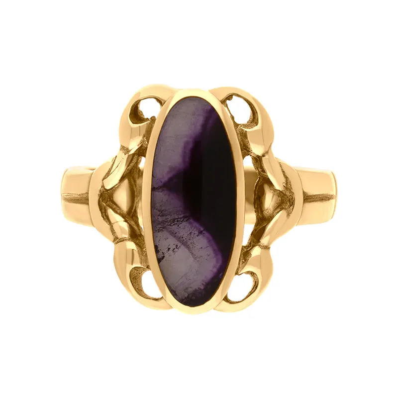 9ct Yellow Gold Blue John Heavy Oval Ornate Edge Ring sold by C.W. Sellors product image thumbnail 2