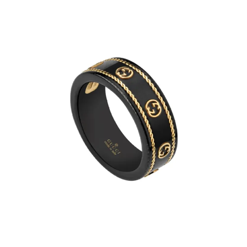 Gucci Icon 18ct Yellow Gold Interlocking G Band Ring sold by C.W. Sellors