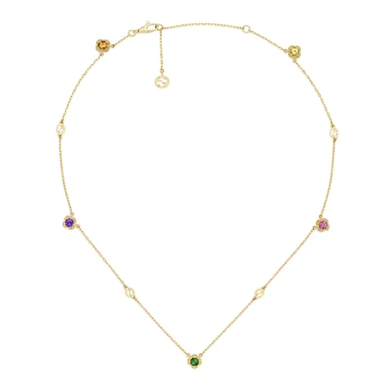 Gucci Interlocking G 18ct Yellow Gold Multicoloured Gemstone Necklace D sold by C.W. Sellors