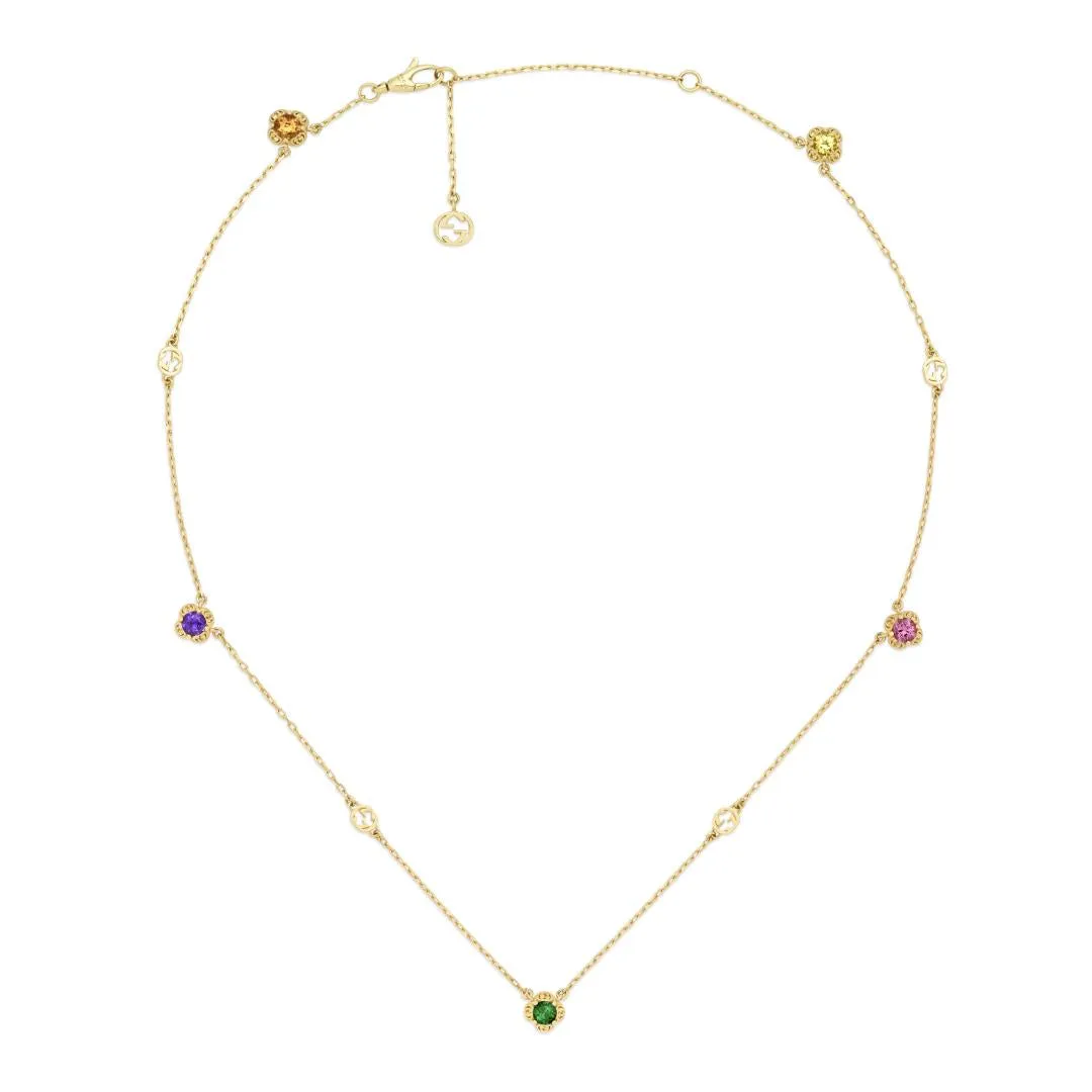 Gucci Interlocking G 18ct Yellow Gold Multicoloured Gemstone Necklace D sold by C.W. Sellors