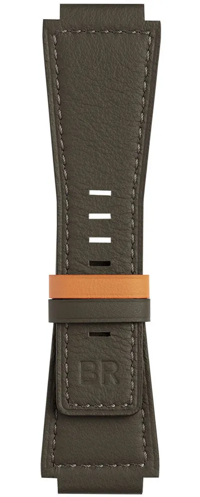 Bell & Ross Strap BR01/BR03 Calfskin Khaki Orange Reversible XL sold by C.W. Sellors