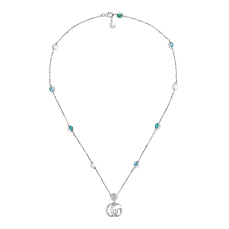 Gucci GG Marmont Sterling Silver Double G Mother of Pearl Necklace sold by C.W. Sellors