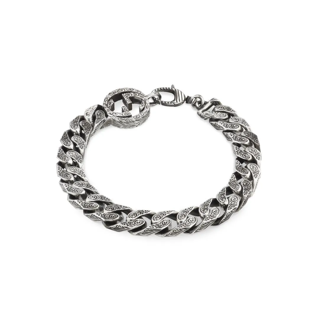 Gucci Interlocking Sterling Silver Engraved Chain Bracelet sold by C.W. Sellors