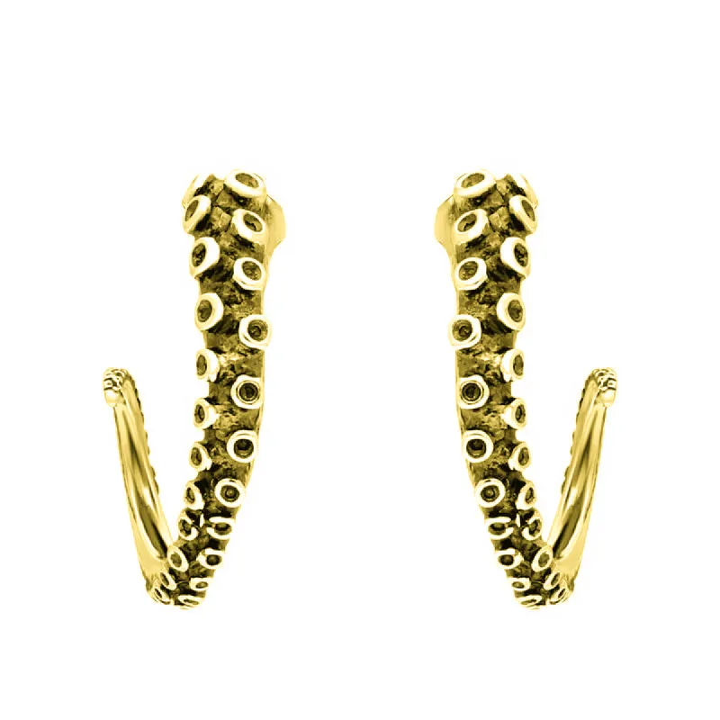 9ct Yellow Gold Tentacle Hoop Earrings made by C.W. Sellors