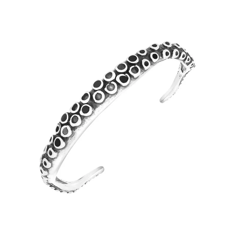 9ct White Gold Whitby Jet Tentacle Bangle sold by C.W. Sellors