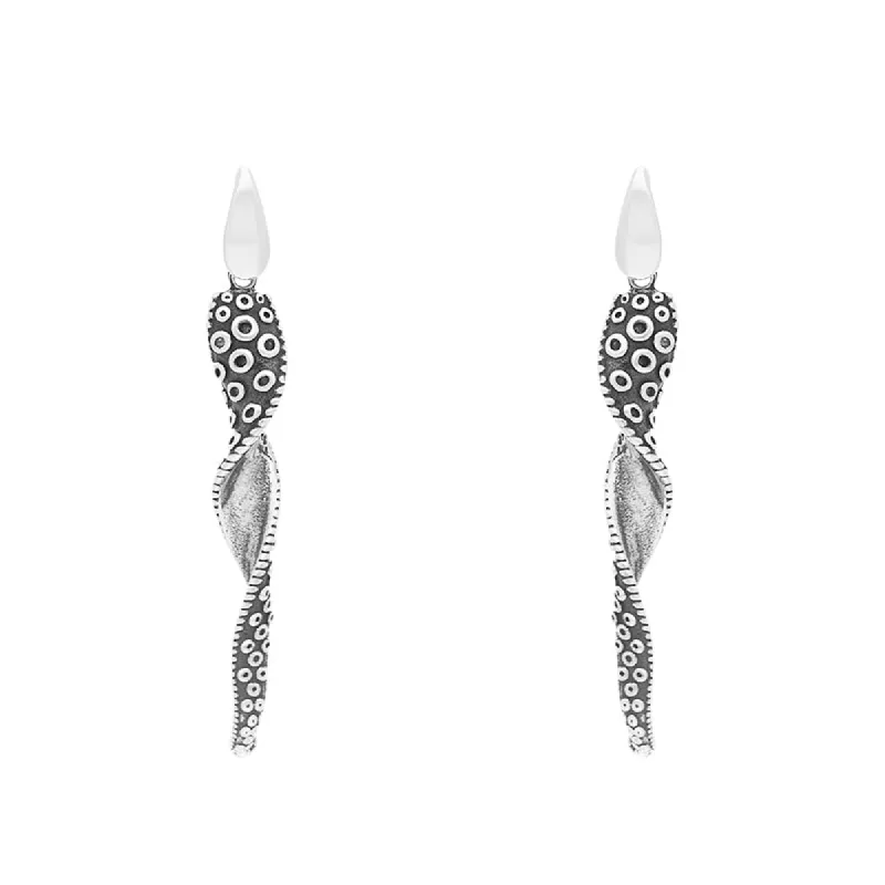 18ct White Gold Tentacle Twist Drop Earrings sold by C.W. Sellors