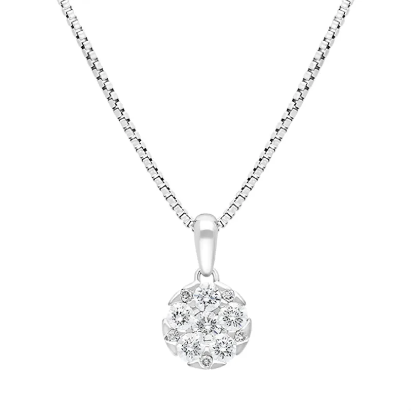 18ct White Gold 0.46ct Diamond Round Cluster Pendant sold by C.W. Sellors