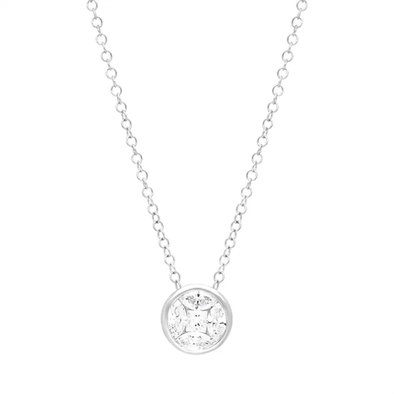 18ct White Gold 0.49ct Diamond Marquise Princess Cut Round Cluster Pendant sold by C.W. Sellors
