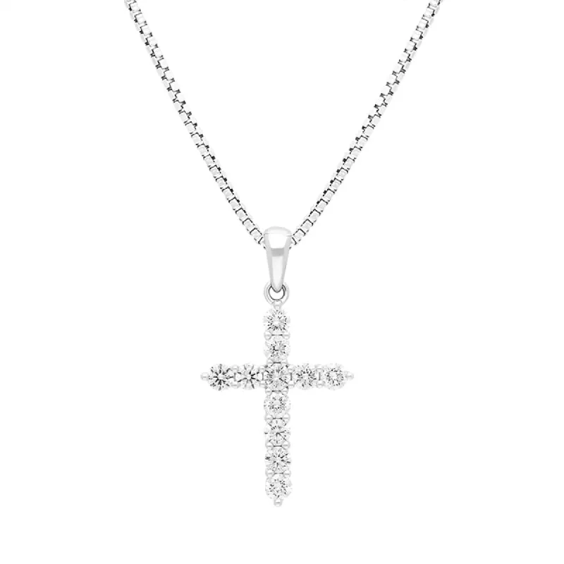 18ct White Gold 0.50ct Diamond Cross Pendant sold by C.W. Sellors