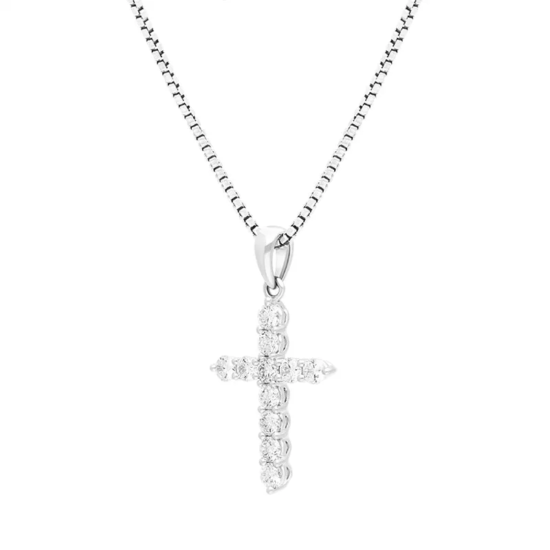 18ct White Gold 0.50ct Diamond Cross Pendant sold by C.W. Sellors product image thumbnail 2