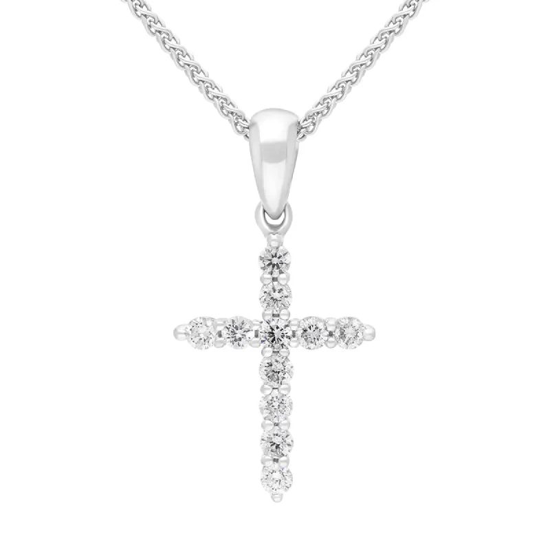 18ct White Gold 0.24ct Diamond Cross Pendant sold by C.W. Sellors